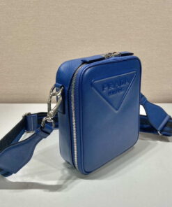 Replica Prada 2VH154 Saffiano leather shoulder bag Blue 2