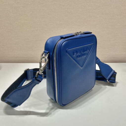 Replica Prada 2VH154 Saffiano leather shoulder bag Blue 2