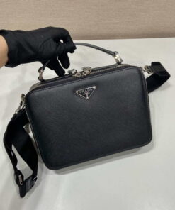 Replica Prada 2VH069 Brique Saffiano leather bag Black 2