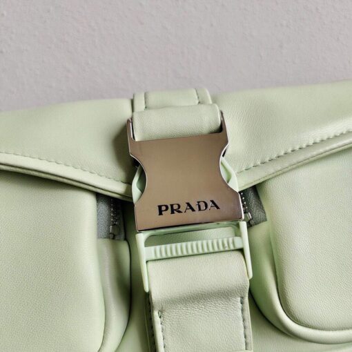 Replica Prada Pocket Nylon and Brushed Leather Bag 1BD295 Green 4