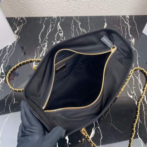 Replica Prada Nylon Vintage Chain Stray Bag 1BD625 Black 7