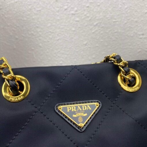 Replica Prada Nylon Vintage Chain Stray Bag 1BD621 Black 4