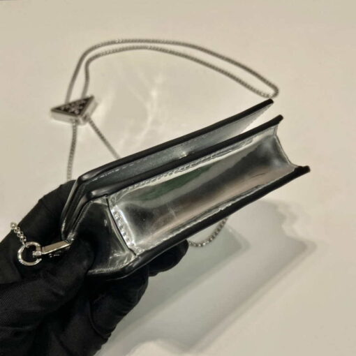 Replica Prada studded card holder with shoulder strap 1MR024 Silver 5