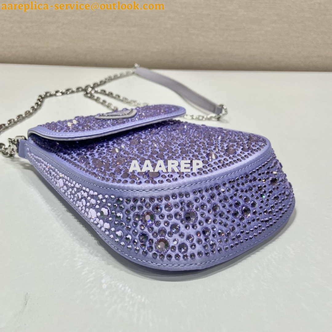 Replica Prada 1BH185 Mini Cleo satin bag with crystals Purple 6 Replica Prada 1BH185 Mini Cleo satin bag with crystals Purple 6