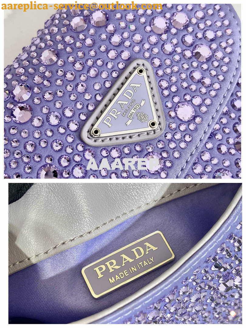 Replica Prada 1BH185 Mini Cleo satin bag with crystals Purple 8 Replica Prada 1BH185 Mini Cleo satin bag with crystals Purple 8