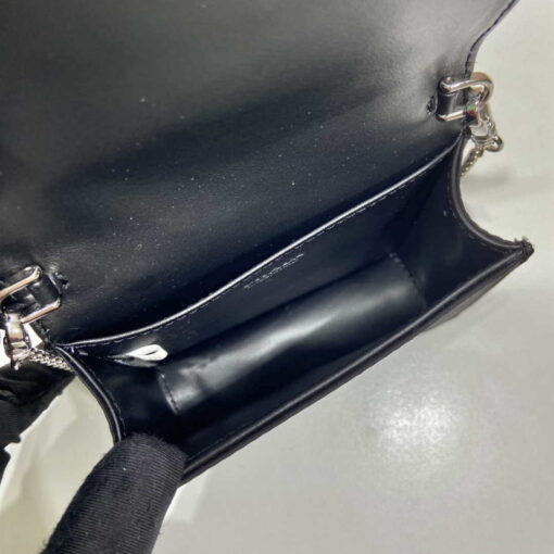 Replica Prada sequins-studded card holder with shoulder strap 1MR024 Black 7