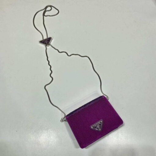 Replica Prada sequins-studded card holder with shoulder strap 1MR024 Purple 3