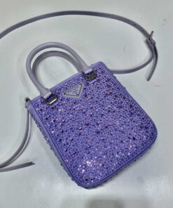 Replica Prada 1BA331 Small satin tote bag with crystals Purple 2