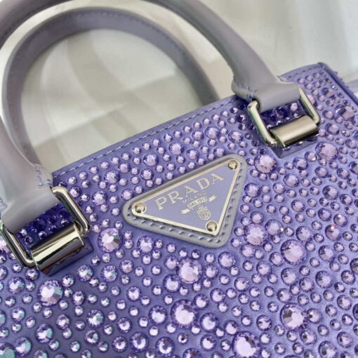 Replica Prada 1BA331 Small satin tote bag with crystals Purple 6