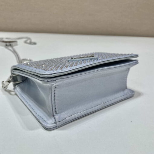 Replica Prada Crystal-studded card holder with shoulder strap 1MR024 White Crystal 6