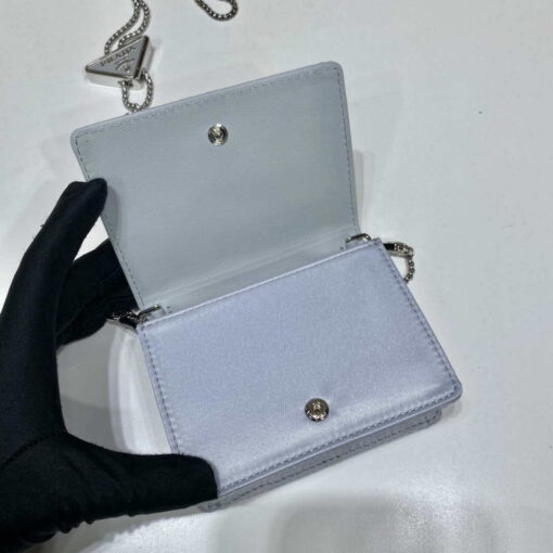 Replica Prada Crystal-studded card holder with shoulder strap 1MR024 White Crystal 7
