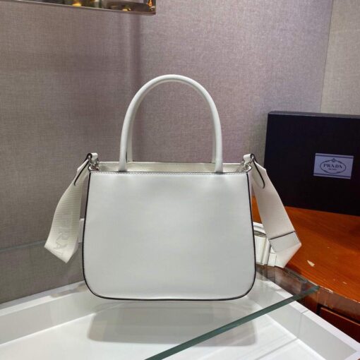Replica Prada Brushed leather handbag 1BA320 White 4