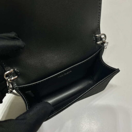 Replica Prada Crystal-studded card holder with shoulder strap 1MR024 Black Crystal 7