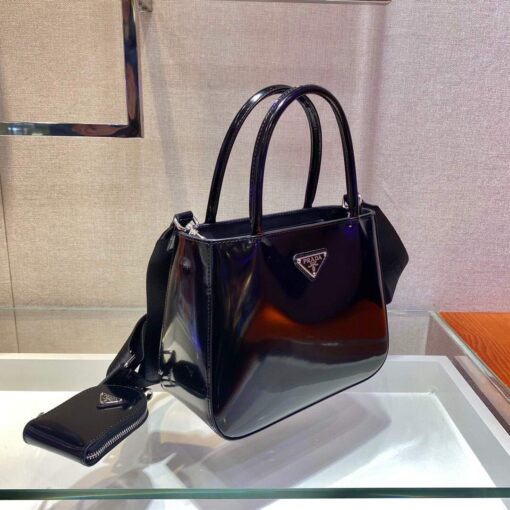 Replica Prada Brushed leather handbag 1BA320 Black 3