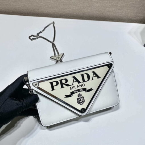 Replica Prada 1BH189 Brushed leather shoulder bag White 2
