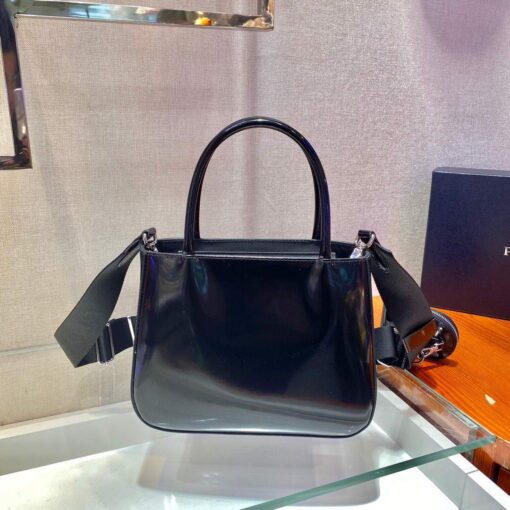 Replica Prada Brushed leather handbag 1BA320 Black 4