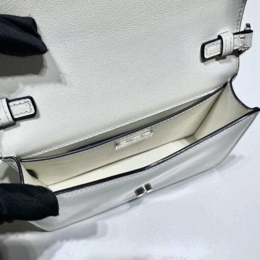Replica Prada 1BH189 Brushed leather shoulder bag White 8