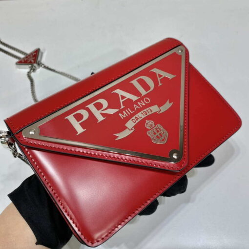 Replica Prada 1BH189 Brushed leather shoulder bag Red