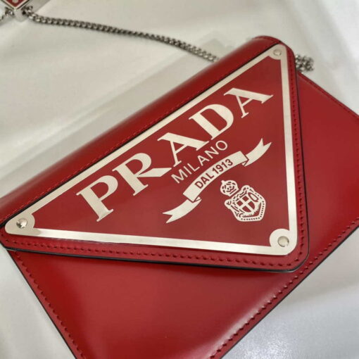 Replica Prada 1BH189 Brushed leather shoulder bag Red 3