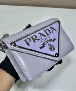 Replica Prada 1BH189 Brushed leather shoulder bag Light Purple