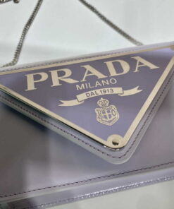 Replica Prada 1BH189 Brushed leather shoulder bag Light Purple 2
