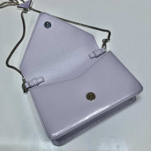 Replica Prada 1BH189 Brushed leather shoulder bag Light Purple 6