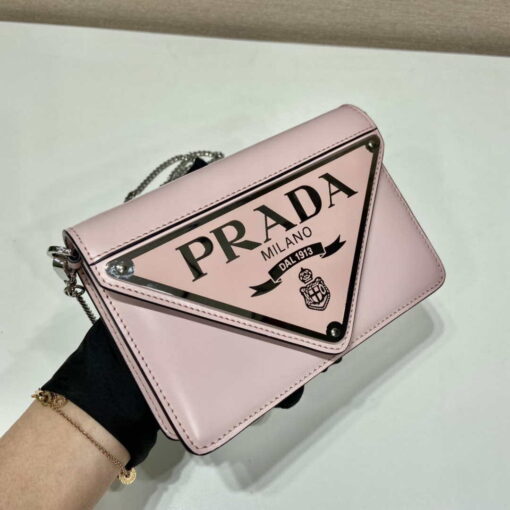 Replica Prada 1BH189 Brushed leather shoulder bag Light Pink