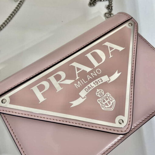Replica Prada 1BH189 Brushed leather shoulder bag Light Pink 3