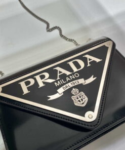 Replica Prada 1BH189 Brushed leather shoulder bag Black