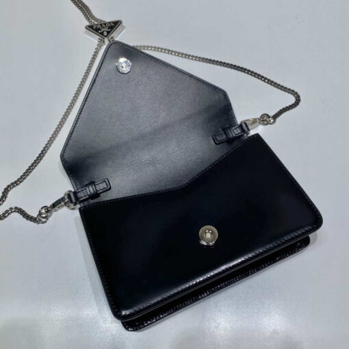Replica Prada 1BH189 Brushed leather shoulder bag Black 6