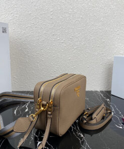 Replica Prada 1BH082 Leather bag with shoulder strap Apricot Gold 2