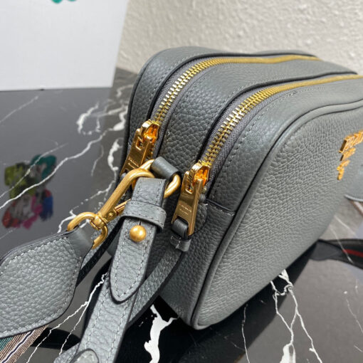 Replica Prada 1BH082 Leather bag with shoulder strap Gray Gold 5