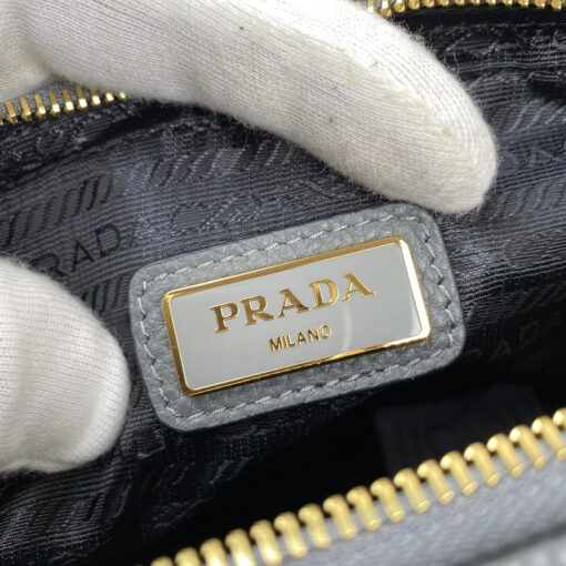 Replica Prada 1BH082 Leather bag with shoulder strap Gray Gold 8