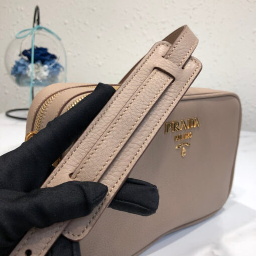 Replica Prada 1BH082 Leather bag with shoulder strap Light Pink Gold 7
