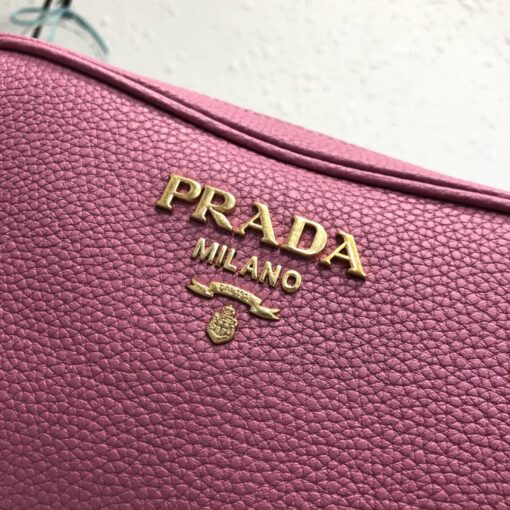 Replica Prada 1BH082 Leather bag with shoulder strap Rose Red Gold 4