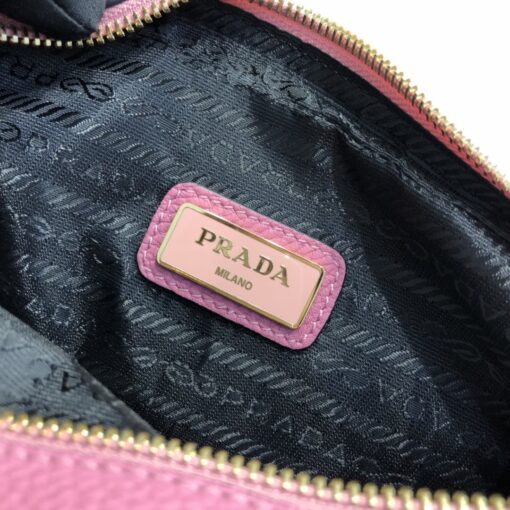 Replica Prada 1BH082 Leather bag with shoulder strap Rose Red Gold 6