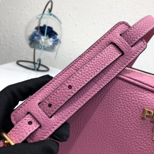 Replica Prada 1BH082 Leather bag with shoulder strap Rose Red Gold 8