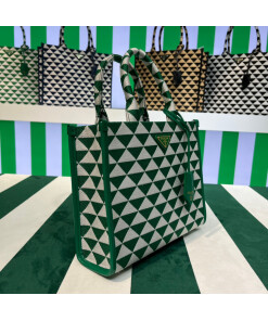 Replica Prada 1BA354 Small Prada Symbole jacquard fabric handbag Green White