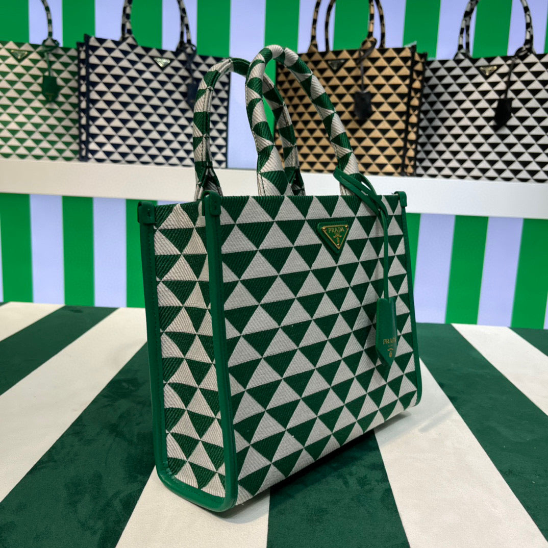Replica Prada 1BA354 Small Prada Symbole jacquard fabric handbag Green White Replica Prada 1BA354 Small Prada Symbole jacquard fabric handbag Green White