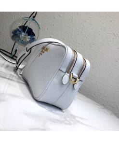 Replica Prada 1BH082 Leather bag with shoulder strap White Gold
