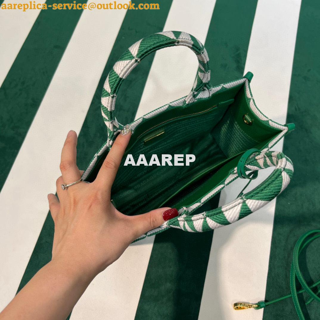 Replica Prada 1BA354 Small Prada Symbole jacquard fabric handbag Green White 6 Replica Prada 1BA354 Small Prada Symbole jacquard fabric handbag Green White 6