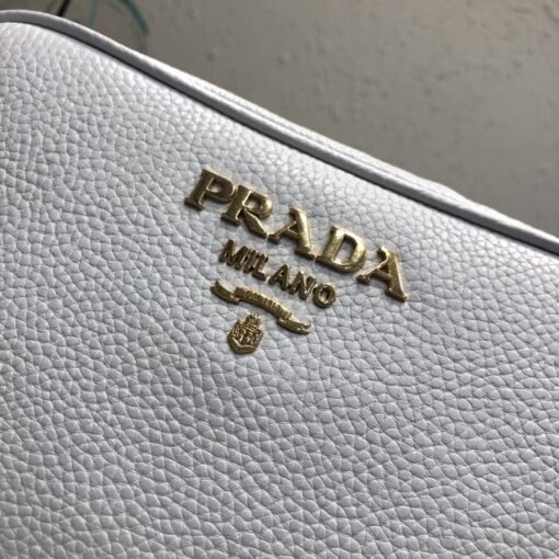 Replica Prada 1BH082 Leather bag with shoulder strap White Gold 4