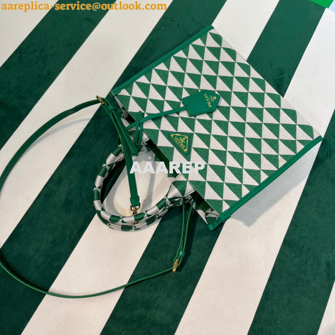 Replica Prada 1BA354 Small Prada Symbole jacquard fabric handbag Green White 8 Replica Prada 1BA354 Small Prada Symbole jacquard fabric handbag Green White 8