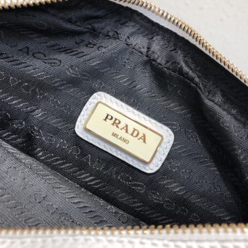 Replica Prada 1BH082 Leather bag with shoulder strap White Gold 6