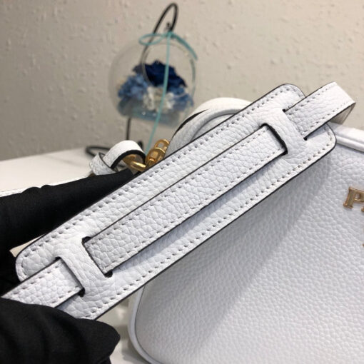 Replica Prada 1BH082 Leather bag with shoulder strap White Gold 8