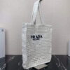 Replica Prada 1BG393 Raffia tote bag White