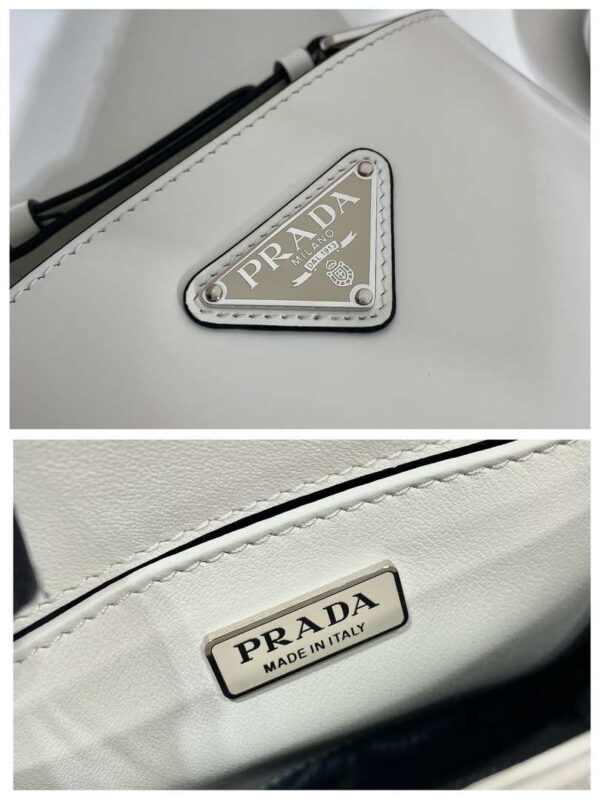 Replica Prada 1BE059 Mini brushed-leather bucket bag White 8