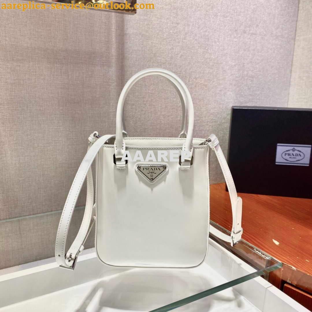 Replica Prada 1BA331 Small Brushed Leather Tote White 2 Replica Prada 1BA331 Small Brushed Leather Tote White 2