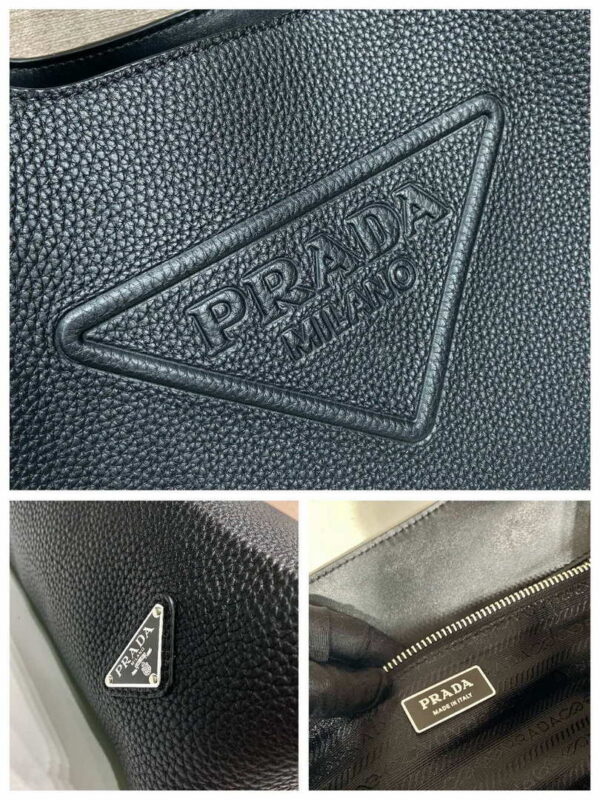 Replica Prada 2VG092 Leather Tote Shoulder Bags Black 8
