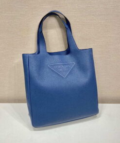 Replica Prada 2VG092 Leather Tote Shoulder Bags Blue